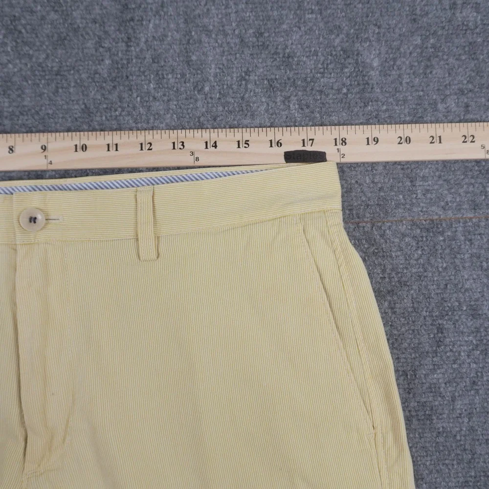 X3 Banana Republic Mens Chino Shorts Size 35 Yellow Seersucker Plaid Gingham
